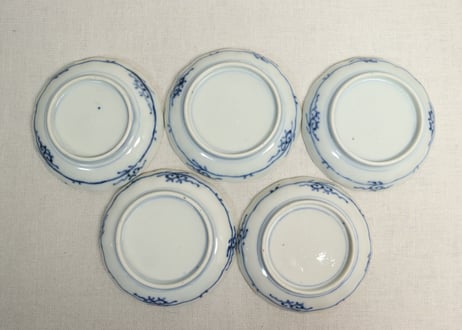 明治前期色絵熨斗と鶴亀図小皿
