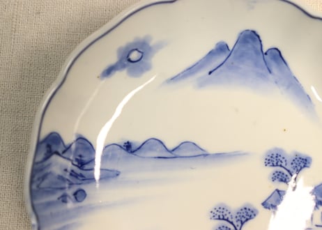 明治前期染付山水人物図なます皿