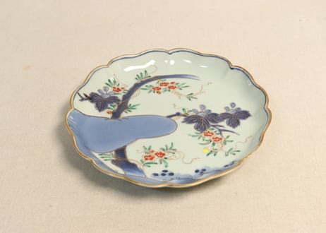 江戸中期色絵桐に蔦花図7寸皿②フリモノ