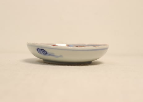 明治後期～大正色絵三方花と山水図小皿