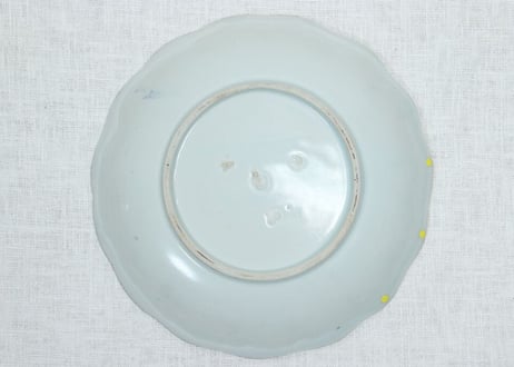 江戸幕末染付川海老図7.5寸皿 ノミホツ