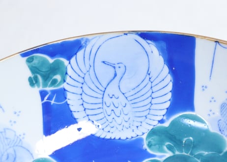 大正～昭和戦前ゴム判鶴丸に松図７寸鉢