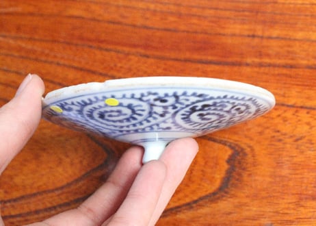 江戸中期染付蛸唐草文銚子　蓋ホツ