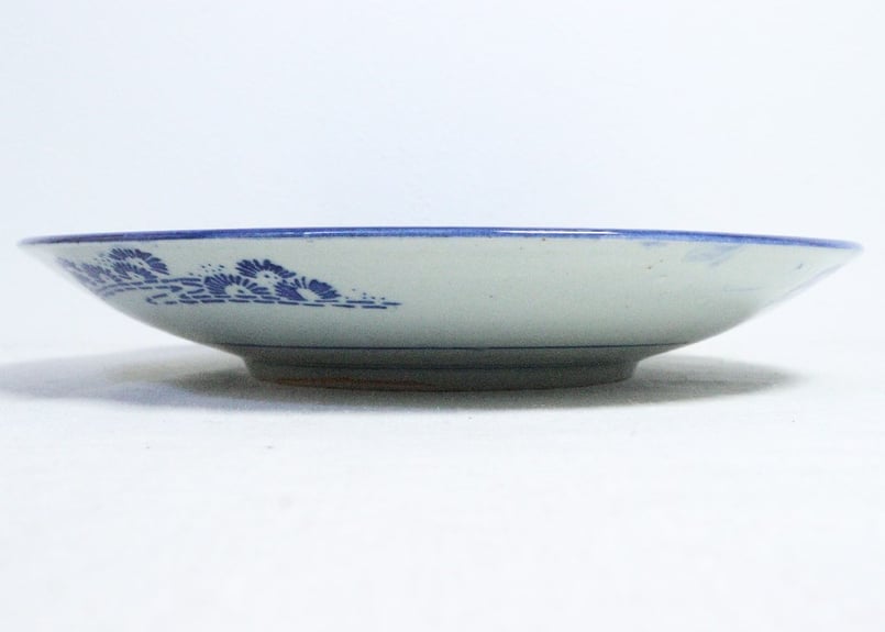 明治後期～大正紙刷菊と蝶図尺皿 | 吉祥寺PukuPuku