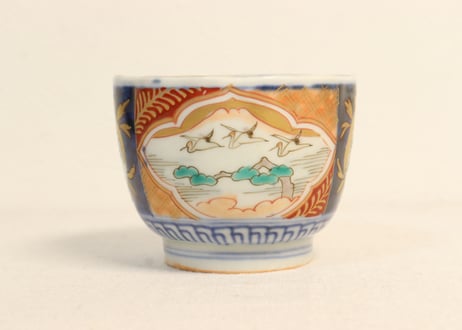 明治前期色絵松鶴と鶴丸図向付 フリモノ
