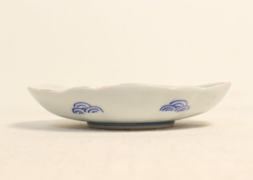 鉢■南京 古九谷 紫陽花絵 2客 古い菓子器 幾何学模様 (江戸後期～明治期)■ 鉢□南京 古九谷 紫陽花絵 2客 古い菓子器 幾何学模様 (江戸