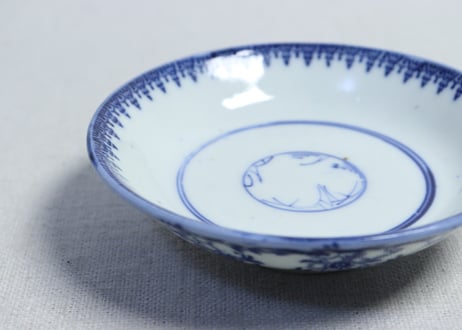明治前期紙刷桜図飯茶碗②　黒点有り
