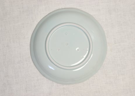 江戸幕末染付氷裂に山水図7寸皿