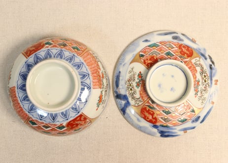 明治前期色絵柴垣に梅と龍図通り物蒸茶碗