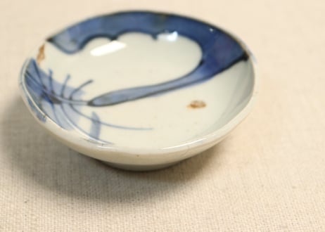 江戸後期染付巾着図豆皿③少甘手