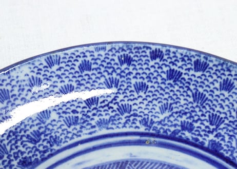 明治後期～大正紙刷微塵唐草図7寸皿