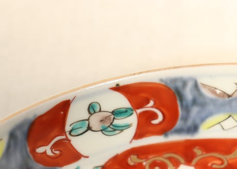 明治前期色絵松竹梅に鶴図7寸鉢