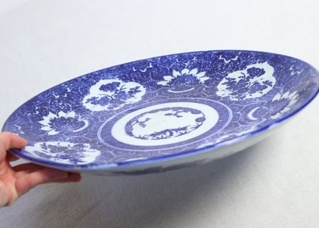 明治前期紙刷四方に菊と牡丹図②薄め