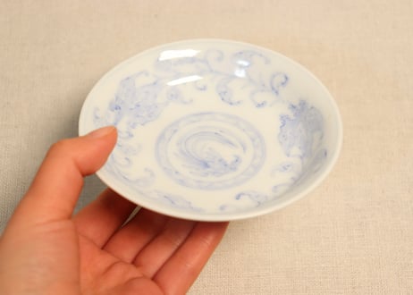 明治後期～大正染付桐と鳳凰図小皿