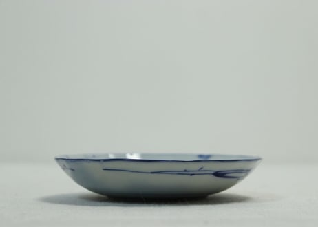 明治前期染付岩に牡丹図小なます皿