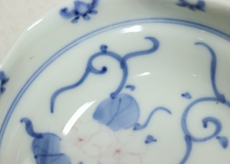 大正～昭和戦前染付蔦花図角小鉢