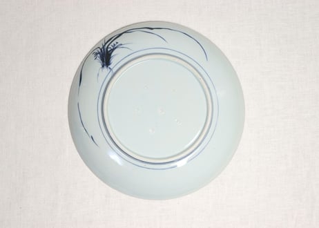 江戸幕末染付芦に水鳥図尺皿