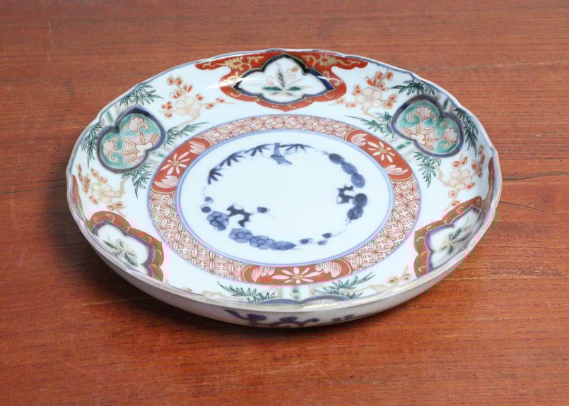 江戸中期色絵竹梅と菫図7寸皿② やや深め | 吉祥寺PukuPuku