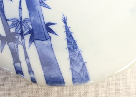 明治後期～大正銅判竹と筍図7寸皿② ノミホツ,膨れ
