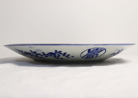 明治前期染付寿老人他窓絵図大皿