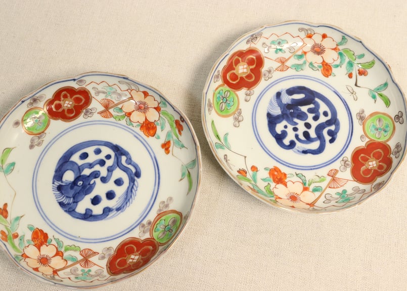 明治前期色絵桜と龍図5寸皿②少かたつき | 吉祥寺PukuPuku