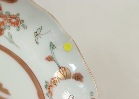 明治前期色絵三方菊図通り物小皿③小ニュウ