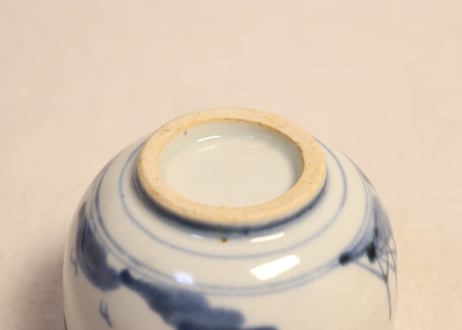 江戸幕末染付山水図向付 窯傷,フリモノ