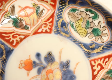 明治前期色絵三方貝図小皿