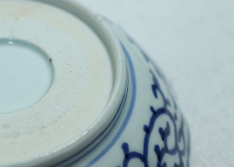 江戸時代後期　古伊万里　染付　たこ唐草 文様　なます皿　膾皿　深皿　5客揃い 古伊万里 染付 蛸唐草 膾皿 五枚組 なます皿 見込み松竹梅 二重角福 渦