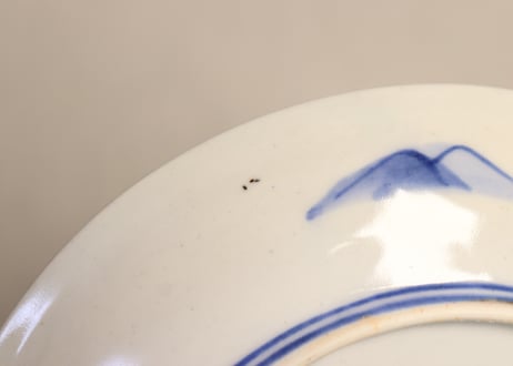 明治前期染付山水図6寸皿