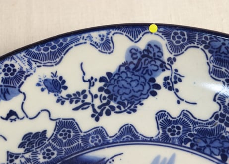 明治前期紙刷富士に窓絵散らし図尺1寸皿 ノミホツ,少フリモノ