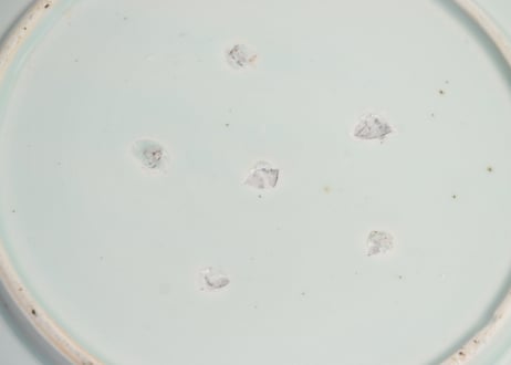 江戸幕末染付芭蕉に人物図尺皿 ひっかき傷有