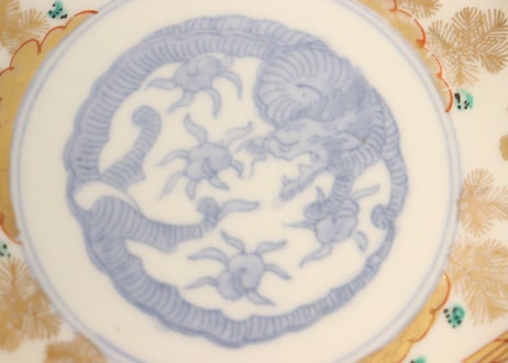 明治前期色絵松鶴図なます皿