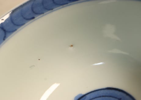 江戸後期染付柳と渦巻図飯茶碗②少甘手