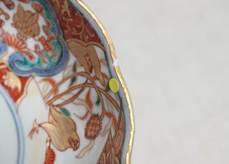 明治前期色絵兎と鶉図通り物なます皿②　ノミホツ