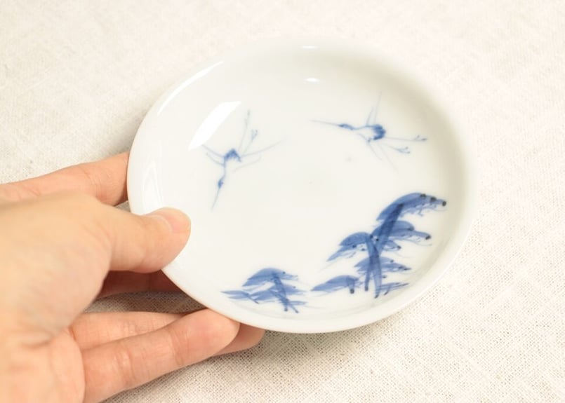 明治後期~大正染付松鶴図小皿 個体差多め | 吉祥寺PukuPuku