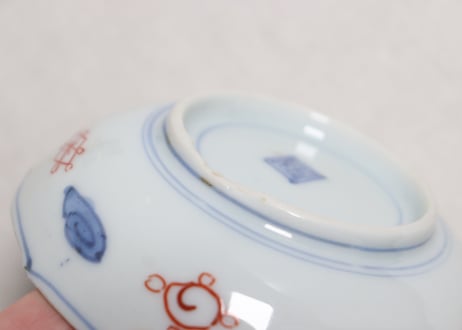 明治前期色絵撫子に蝙蝠図小皿