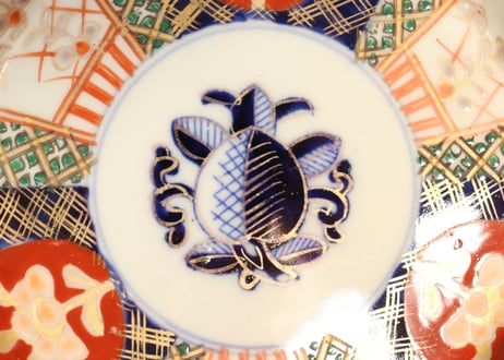 明治前期色絵牡丹図縁立ち5寸皿