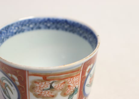 江戸後期色絵水仙と桜図向付 5客組