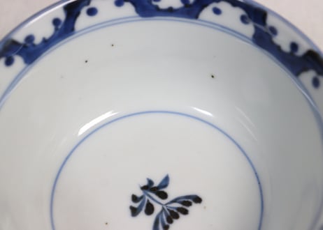 江戸後期染付草花割絵と雪輪図蓋茶碗