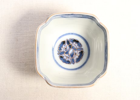 明治前期色絵桜と万年青図角向付