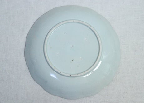 江戸幕末染付牡丹図8寸皿　フリモノ