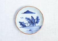 江戸幕末染付山水図小皿