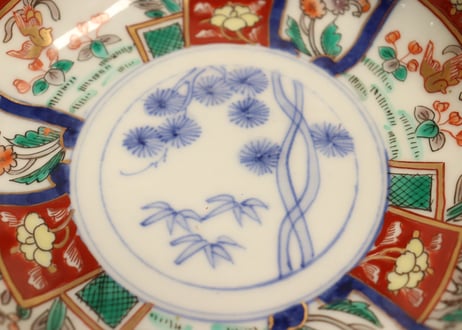 明治前期色絵鳳凰と花図なます皿