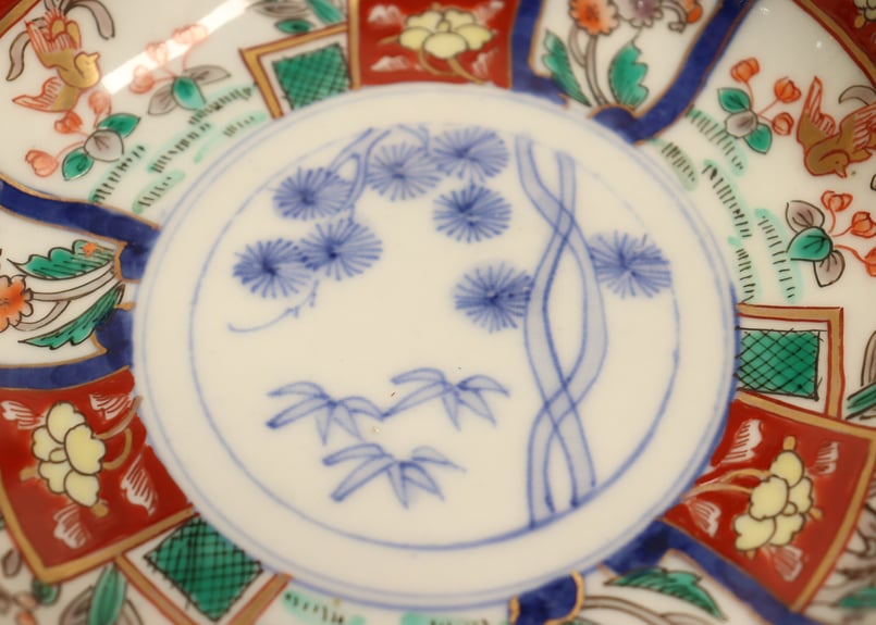 明治前期 色絵 花籠 龍と鳳凰 唐花 蝶 輪花 大鉢 【公式通販】