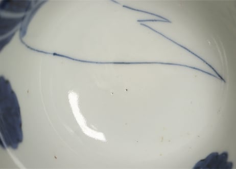 江戸後期染付大根図蓋茶碗5客組 内1客ノミホツ