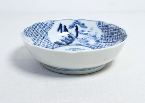 明治後期～大正ゴム判山水に窓絵図なます皿