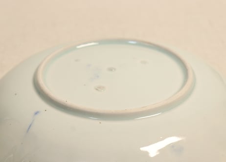 江戸幕末染付竹と鶴図7寸皿②少甘手