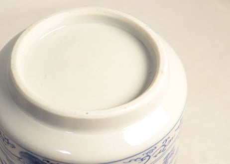 明治前期染付鳳凰図銚子 共箱付き,2ｐセット/ニュウ,蓋小ホツ複数