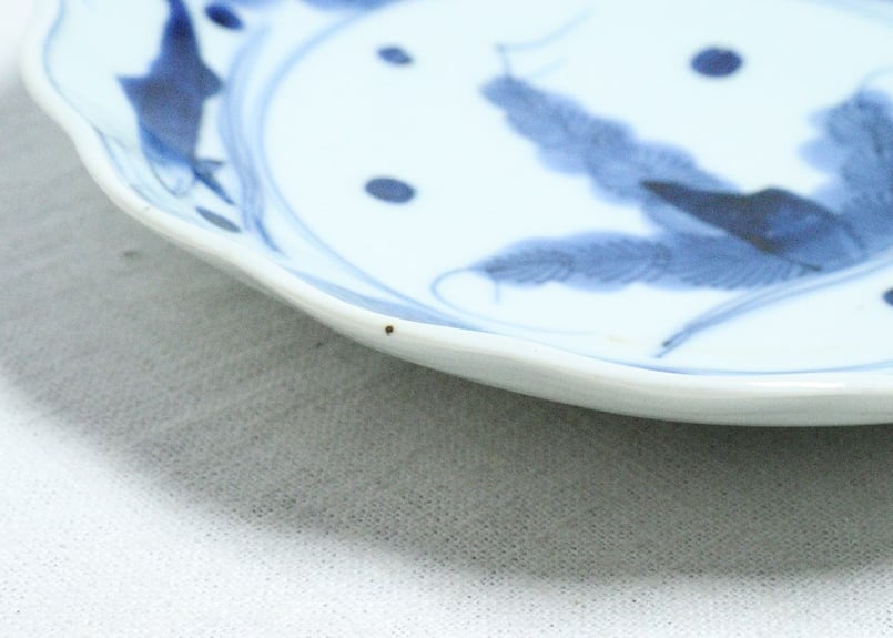 江戸幕末染付水草に鮎図7寸皿 甘手 | 吉祥寺PukuPuku